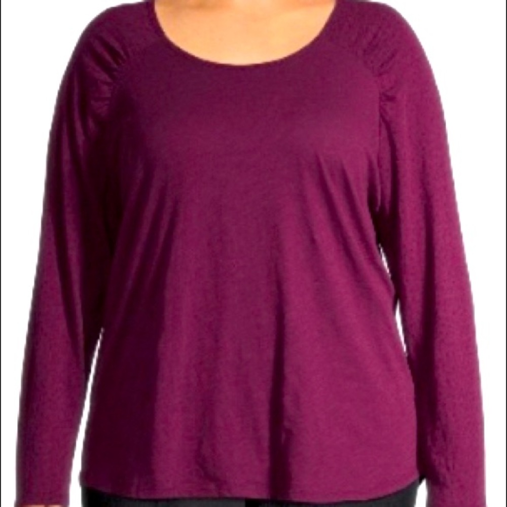 NEW Pretty Plum looser fit long slv top - women’s plus